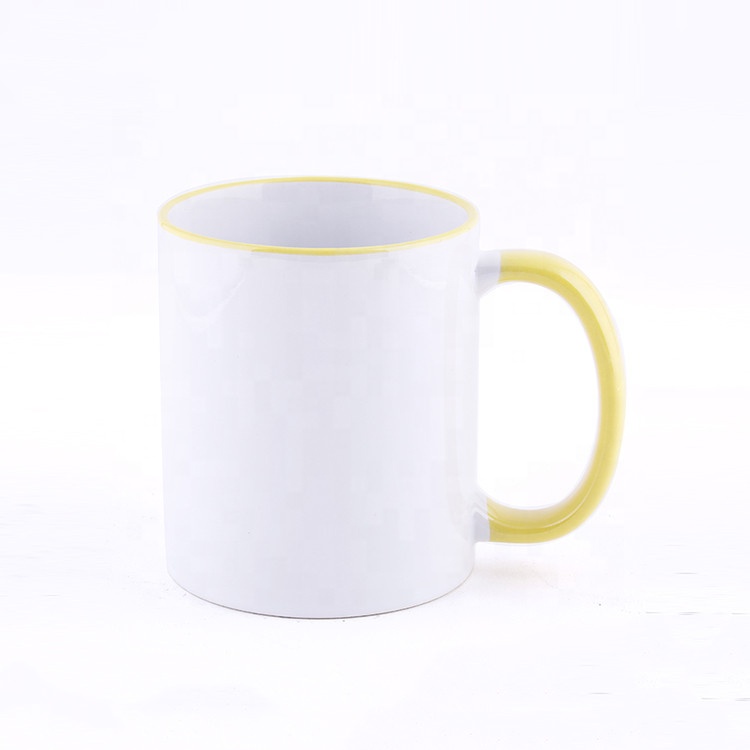 Hot Selling 11oz 312ml Yellow White Eco-Friendly wholesale solid new design reusable  coffee cup personalized ceramic mugs