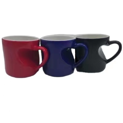 Wholesale Heat press transfer printing blank coated ceramic Sublimation  mug heart matte color changing mug Creative coffee mugs