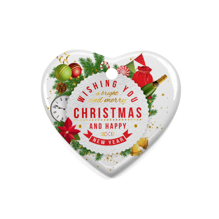 Christmas ornaments 4 inch heart Christmas ceramic pendants personalized vaccinated 2021 Christmas ornaments