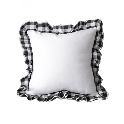Sublimation Custom Print Chair Cushion Buffalo Plaid Ruffle Pillow
