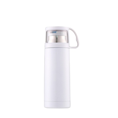 Factory customized straight body simple style Insulated Sublimation metal Water Bottle outdoor sport Drinking flask With Cup