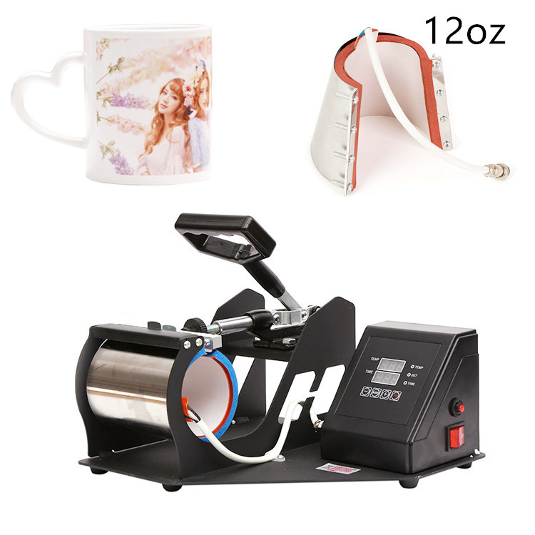 2 in 1 Mug Cup Heat Press Machine Digital Transfer Sublimation for DIY Printing Coffee Cup Gift with 11OZ Mug Attachments