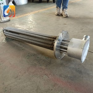 Industrial electric air fin tubular heating element with flange
