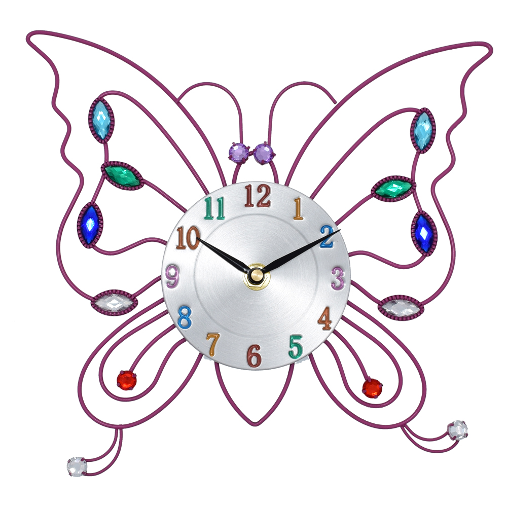 Creative modern style butterfly shape metal wall clock