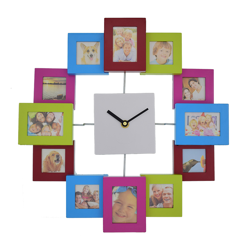 Square Photo Frame Wall Clock With Picture Frames Clock With 12 Photo Frame
