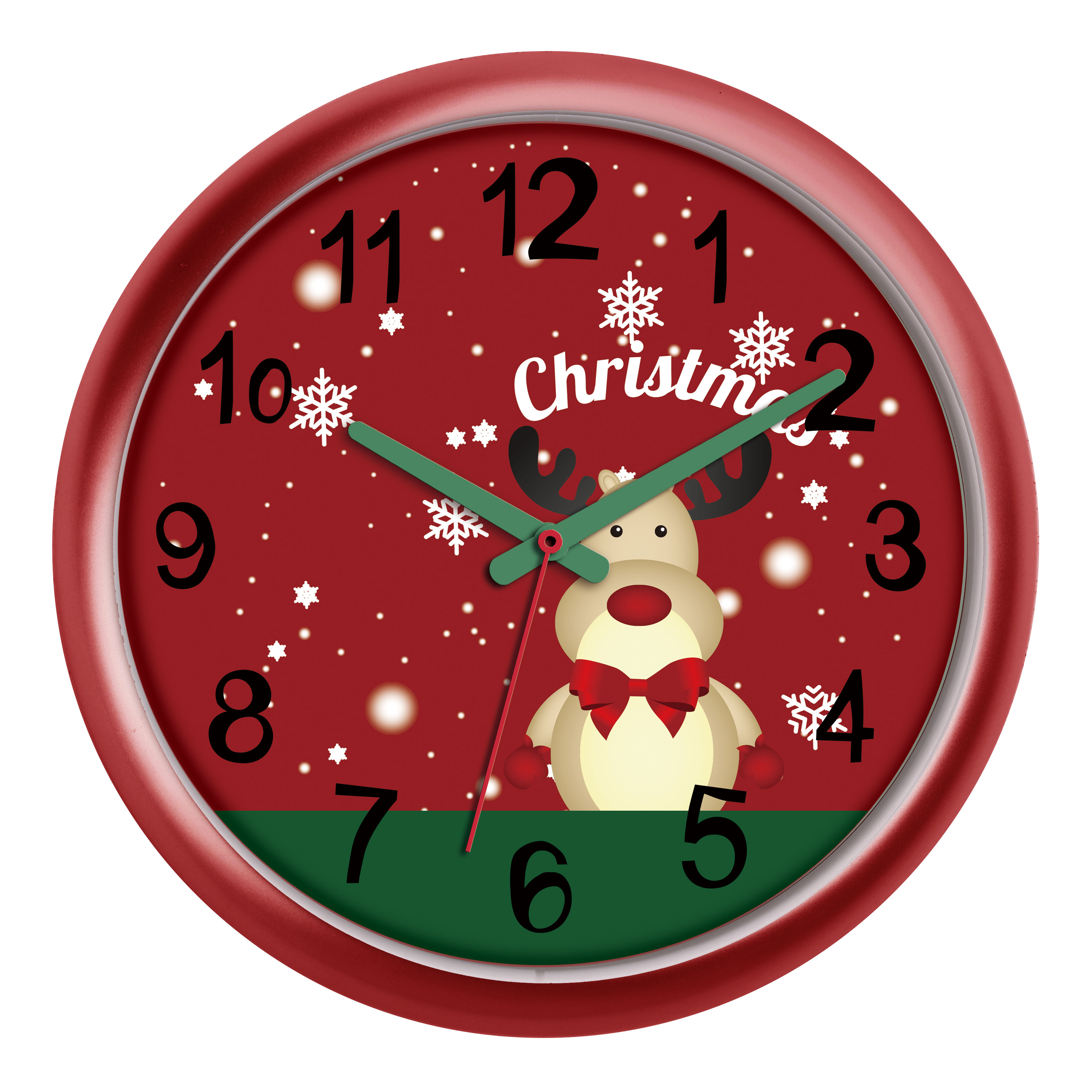 10 Inch Musical Christmas Wall Clock with hourly chime