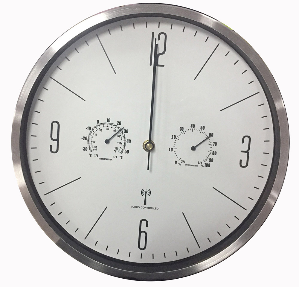 12 Inch round metal fashion weather station wall clock