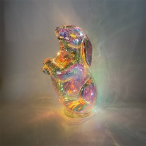 Glass Easter Decoration with Bunny for Tabletop Decor