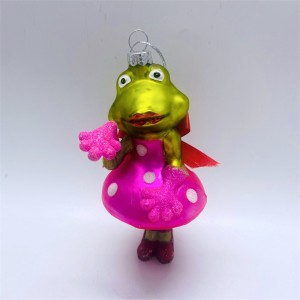 Top sell Glass Glittered Noble Gems Glass Queen Frog Christmas Ornament Decorated