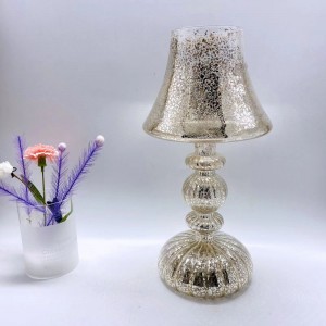 Tabletop glass led light sliver mercury led glass candle holder for holiday decoration