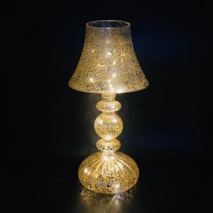 Tabletop glass led light sliver mercury led glass candle holder for holiday decoration