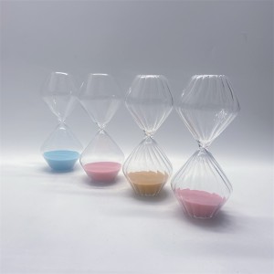 Sand glass timer transparent stripe pattern for most of  festival holiday gift ware 3 Minutes set of 4 Pink & blue & Beige