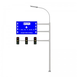 Tulo ka Arm Sign Traffic Light Pole Uban sa Lamp Head