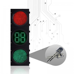Semáforo rojo y verde en pantalla completa con cuenta regresiva (bajo consumo)