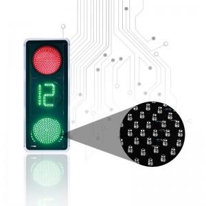 Червен и зелен светофар на цял екран с обратно броене