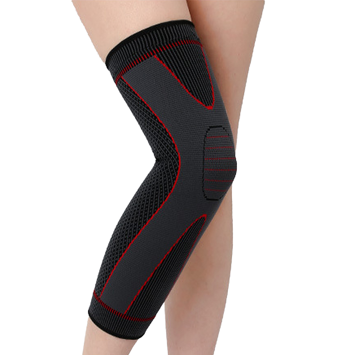 Manufactur standard Adjustable Knee Cap - Compression Long Knitted Nylon Knee Brace  – Senyu detail pictures