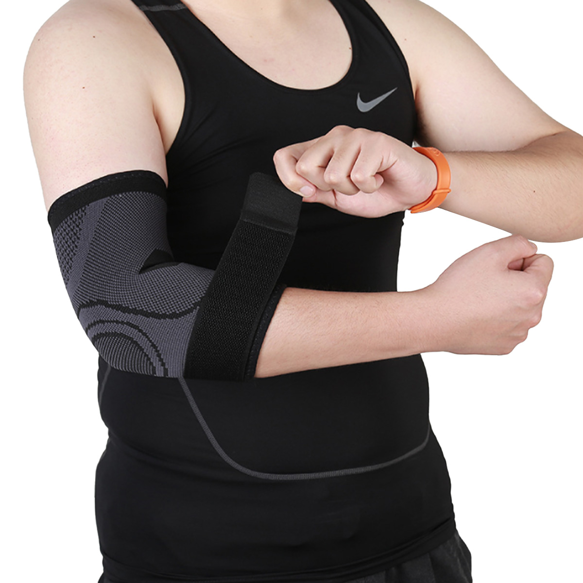 Nylon Knitted Elbow Brace Sleeve With Strap