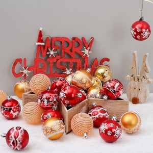 Dizajni i ri CE me shumicë 2,36″ Topa të Krishtlindjeve të kuqe portokalli ari të lyera për varje në ambiente të brendshme