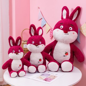 Hurtownia wypchanych zwierząt truskawkowy królik piękny pluszowy króliczek poduszka zabawka na prezenty dla dziewczynek