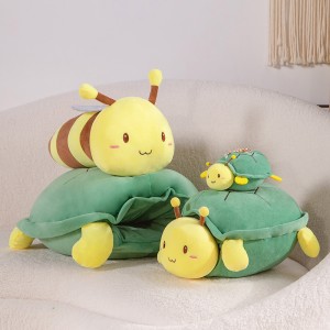 Creative Design 2 In 1 Detachable Stuffed Turtle Honeybee Soft Turtle Shell Cloth Animals Toys Plush Pillow Cushion
