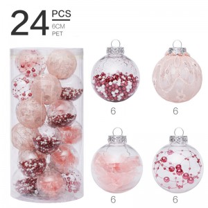توپ های کریسمس 24 عددی 6 سانتی متری برای فروش بابل های پلاستیکی نشکن شفاف تزئین درخت کریسمس