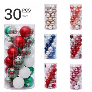 Ano novo 30 peças 6cm bolas de natal 7 designs sortimento ornamentos inquebráveis ​​em massa para festa de casamento decoração de natal