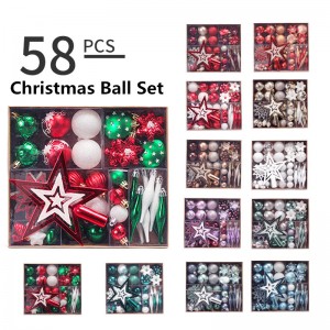 Yeni Stiller 12 Renk Karışık 58 adet Kutu Seti Hediye Plastik Noel Topları Satılık Süsleme Asılı