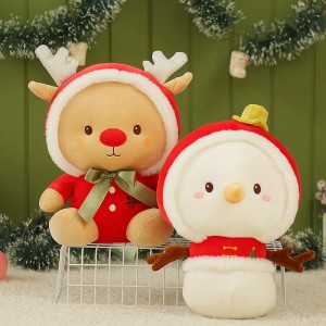 Amazon venda quente de alta qualidade natal pelúcia rena boneco de neve brinquedo personalizado boneca decorar casa e presentes