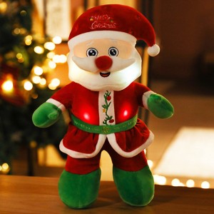 الصينية المصنعة ضوء سانتا كلوز الغناء سانتا متوهجة سانتا أفخم لعبة دمية مخصصة لهدايا عيد الميلاد