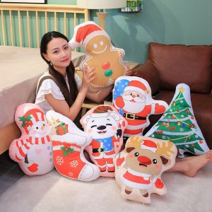 Atụmatụ dị iche iche Plush Christmas Cushion Creative Soft Stuffed Christmas Pillow Cushion Decory Home and Office
