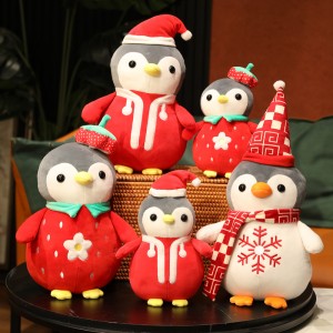 EN71 Přizpůsobená roztomilá plyšová hračka Vánoční plyšový tučňák s vánoční čepicí
