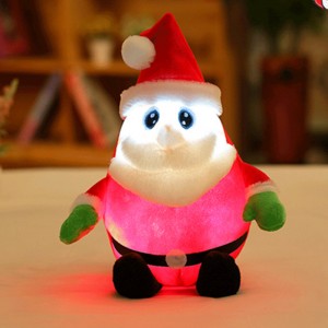Wholesale Plush Glowing Singing Santa Clause Ka Leseli la LED le Mmino Limpho tsa Keresemese Bakeng sa Bana