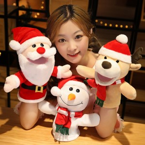 Puppet Santa Snowman Elk Plush Toy ຜູ້ຜະລິດອອກແບບໃຫມ່ Stuffed ມື Puppet