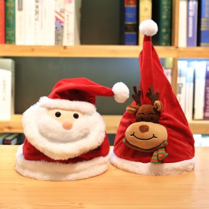 Moralo o Motle o Khantša 'Mino oa Motlakase Santa Elk Plush Christmas Hat Bakeng sa Bana