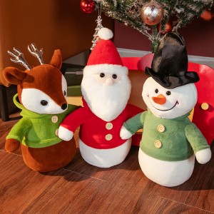 Creative Adorable Plush Stuffed Santa Snowman Elk Cov Khoom Ua Si Doll Festival Khoom Plig Rau Cov Me Nyuam