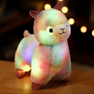 OEM Gbona Ta Luminous Led Light Alpaca Plush Toys Soft Alpaca Pẹlu Awọn Imọlẹ Alẹ Fun Awọn ọmọde