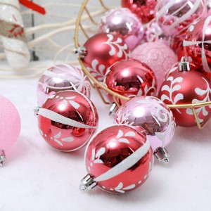 Նոր դիզայնի ձեռքով նկարված կարմիր և վարդագույն ամանորյա գնդակների նվեր տուփ Սուրբ Ծննդյան զարդարանքի համար