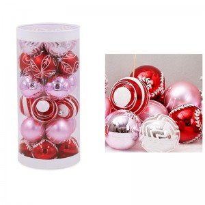 24 парчиња/6см црвени и розови божиќни топки кои не се кршат, висечки украси за новогодишни елки