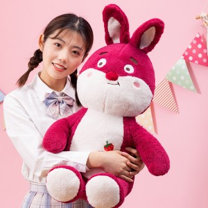 Ambongadiny Stuffed Animal Strawberry Rabbit Lovely Plush Bunny Pillow Kilalao ho an'ny Girl Gifts