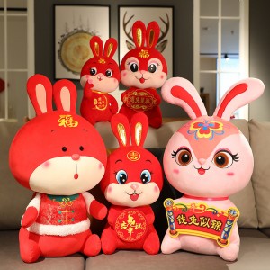 Vendu à l'ingrosu Zodiac Rabbit Year Mascot Peluche Animali Cute Soft Big Bunny Toys