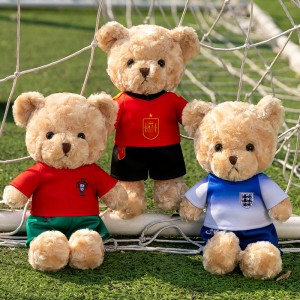 Hot Sell 35cm Plyschleksak Fotbollsspelare Teddy Bear Mjuka plyschar för fotbollsfans