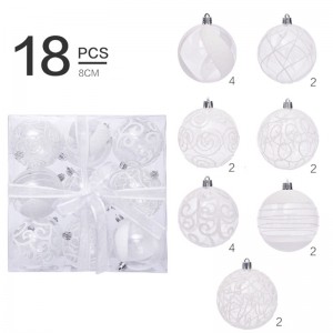 Wholesale Promotional 18pcs 8cm Transparent Painted Plastic Christmas Ball Ornaments For Party Mokhabiso