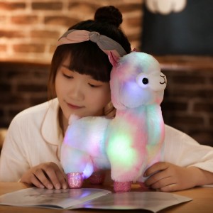 Xoguetes de peluche de alpaca con luz LED luminosa de alpaca suave con luces nocturnas para nenos