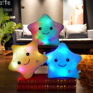 Reklaminis „Twinkle Star“ švytintis LED apšvietimas pliušinis žvaigždės pagalvės žaislas su šviesa