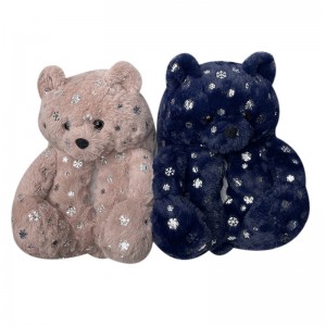 Wholesale Christmas Series Teddy Bear Slippers New Fihla Fluffy Bear Slippers Bakeng sa Limpho tsa Basali