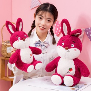 Borong Stuffed Animal Strawberry Rabbit Lovely Plush Bunny Pillow Toy Untuk Hadiah Gadis