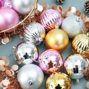 Yeni Stil 4/6 cm 34 adet Renkli Parlak Mat Glitter Boyalı Noel Dekorasyon Plastik Toplar Adornos De Navidad