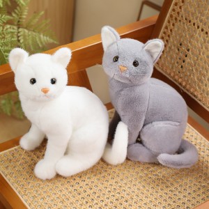 Grosir Creative Kawaii Lifelike Soft Cat Plush Cute Kitty Animal Dekorasi Ngarep Kanggo Anak