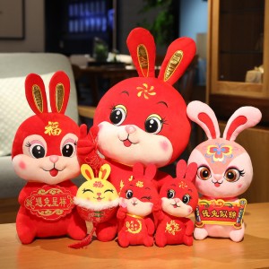 තොග Zodiac Rabbit Year Mascot Plussh Toys Animal Cute Soft Big Bunny Toys