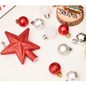Adornos de Nadal de plástico de cores mesturadas Paquete de traxe de bola Pequenos adornos para colgar en árbores para a festa de ano novo
